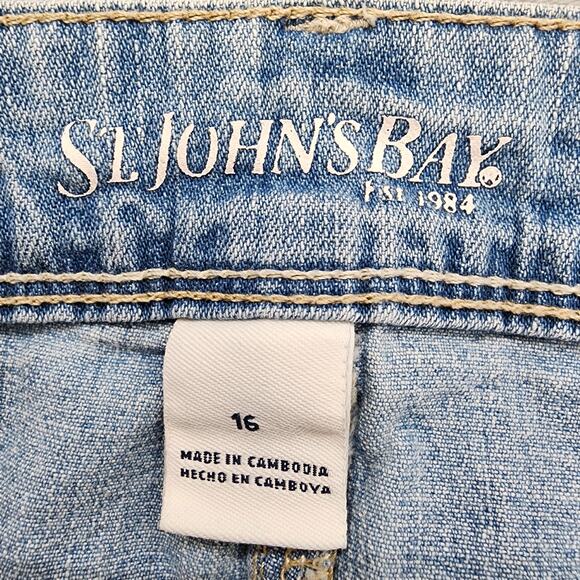 St Johns Bay Jeans Womens Size 16 Blue High Rise Capri Slim Leg Stretch Denim - Picture 5 of 11